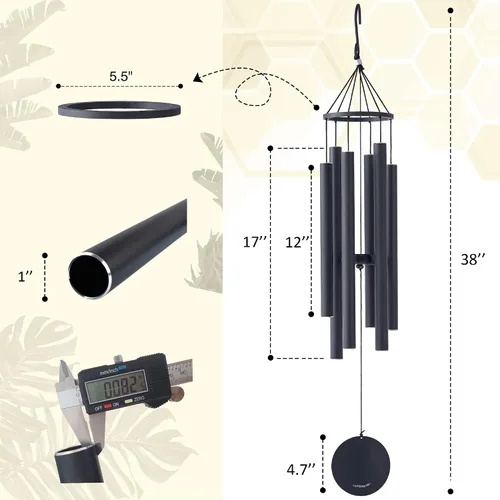 Vista 2 de Vanquer Campanillas de Viento para Exteriores de Tono Profundo - Campanillas de Viento de 38'' para Exteriores en Liquidación, Tono Profundo