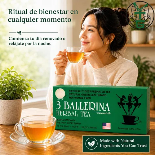 Vista 6 de 3 Ballerina Bebida de Té Herbal Extra Fuerte, 18 unidades (paquete de 2) Traditional & All-Natural Ingredients Herbal Tea Drink for Men & Women