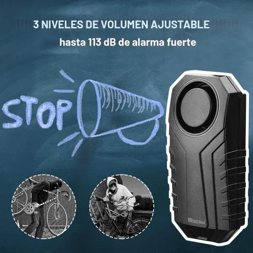 Vista 2 de Wsdcam - Alarma de bicicleta/motocicleta con control remoto, 113 db, inalámbrica, con vibración, sensor de movimiento, impermeable