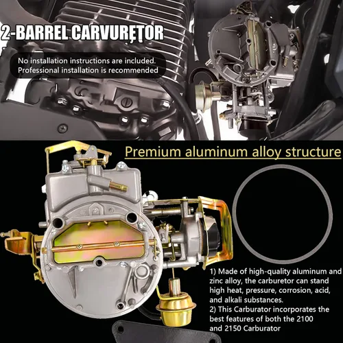 Vista 6 de Carburador de 2 barriles 2100 2150 Compatible con Ford F100 F250 F350 (289 302 351 Cu) y motores Jeep - Estrangulador eléctrico con junta de montaje
