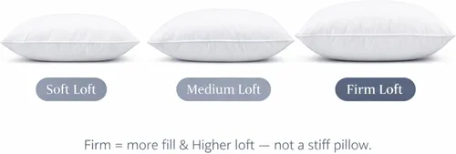Vista 5 de Continental Bedding Almohada de plumón de ganso siberiano 800 relleno de plumón de ganso blanco, 400 hilos, 100% algodón, suave, media firme