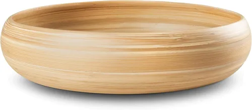 Vista 11 de LEXA Frutero de bambú para encimera de cocina, 12 pulgadas grande y redondo, cuenco de fruta de madera lacada artesanal o cuenco para dulces, cesta