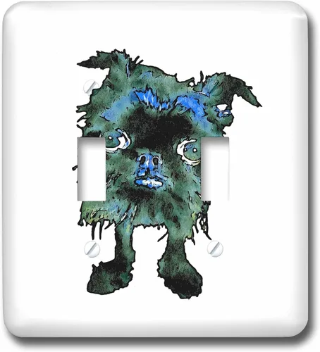 Vista 3 de 3dRose Friendly Hairball Monster In Blue And Green 2 plug outlet cover