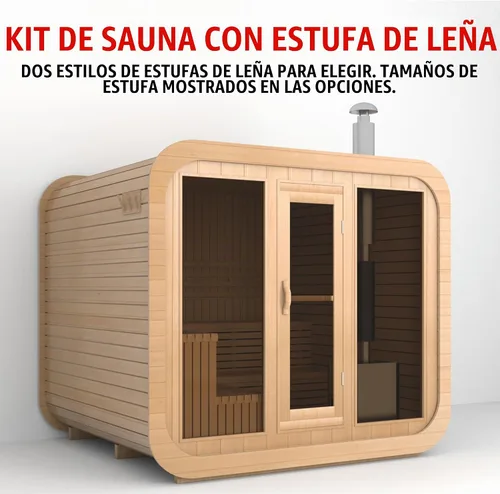 Vista 7 de Kit de sauna de cubo de madera de cedro rojo canadiense, personalizable, cuadrado, para exteriores, con porche, 220V, estufa eléctrica HARVIA