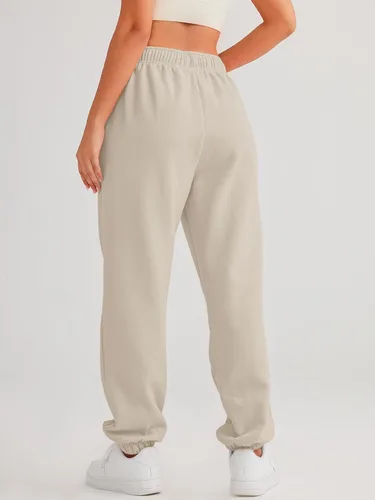 Vista 4 de AUTOMET - Pantalones deportivos holgados, informales de forro polar para mujer
