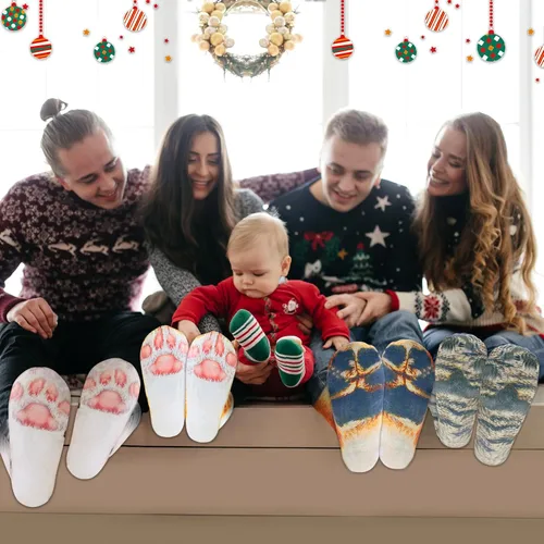 Vista 7 de Mczan Divertidos calcetines de pata de animal, calcetines de garra de perro, regalo de Navidad para adultos, hombres, mujeres y niños, relleno