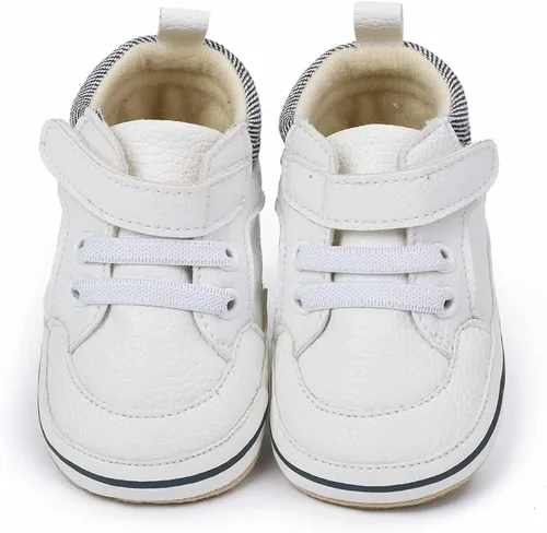 Vista 3 de COSANKIM Zapatos deportivos para bebé niño y niña, zapatos de tobillo altos, antideslizantes, suela suave, zapatos de cuna para niños pequeños