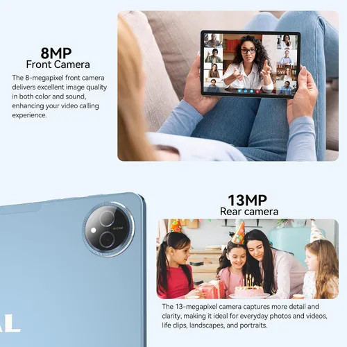 Vista 5 de Tablet de 11 pulgadas Android 15, última actualización de 2026, 128 GB ROM 16 GB RAM, tabletas 4G LTE, 5G WiFi+Celular, Octa-Core MTK8786, cámara
