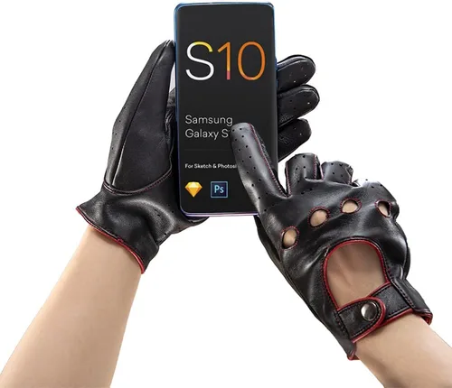 Vista 5 de MGGMOKAY Guantes de conducción de cuero sin forro para pantalla táctil para hombre