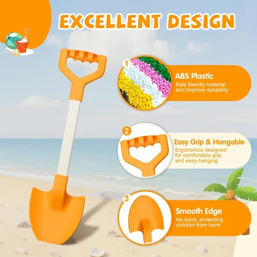 Vista 3 de Palas de playa de arena largas de 20 pulgadas para niños, palas de plástico resistente de verano, cucharas para arena, palas, juguete para caja
