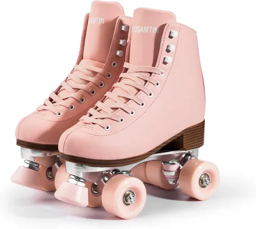 Vista 3 de Patines de ruedas para mujer/jóvenes con topes ajustables en altura, patines retro de cuatro ruedas para exteriores e interiores