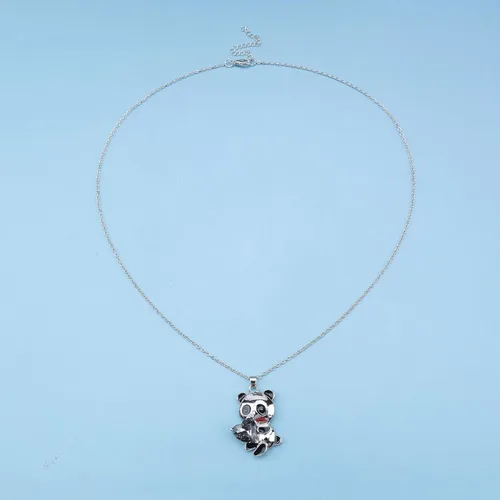 Vista 5 de YienDoo Gargantilla de cristal de panda, collar de corazón de cristal blanco de panda con colgante de oso panda, collar de amor de corazón de panda