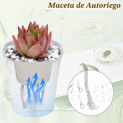 Vista 4 de Macetas de riego automático de 4 pulgadas para plantas de interior, 10 juegos de macetas de riego automático con ventana de nivel de agua visual