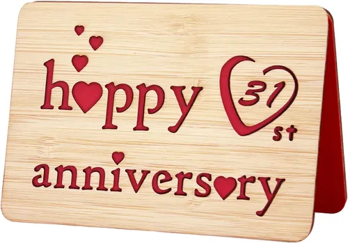 Vista 25 de Tarjeta de felicitación de madera para el primer aniversario, hecha a mano, 1 año, aniversario de boda, tarjeta de primer aniversario para ella, él
