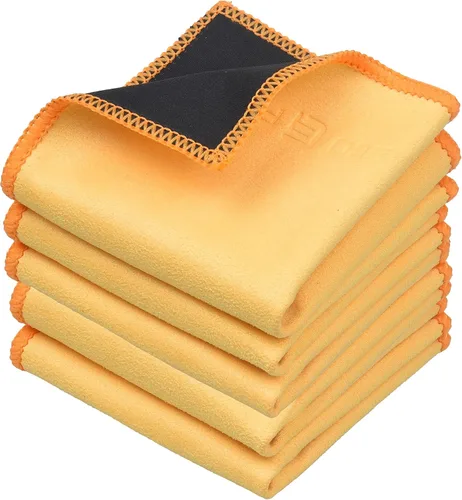 Vista 11 de Paños de limpieza de microfibra, paquete de 10, 6.6 x 6.2 pulgadas, paños de limpieza de doble cara, paño de microfibra y gamuza para teléfonos