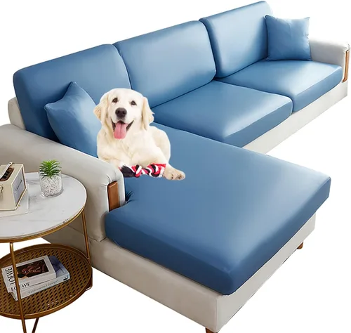 Vista 9 de Funda de cojín impermeable para sofá reclinable en forma de L de piel sintética larga elástica para sofá de 1, 2, 3, 4 plazas, protector de muebles