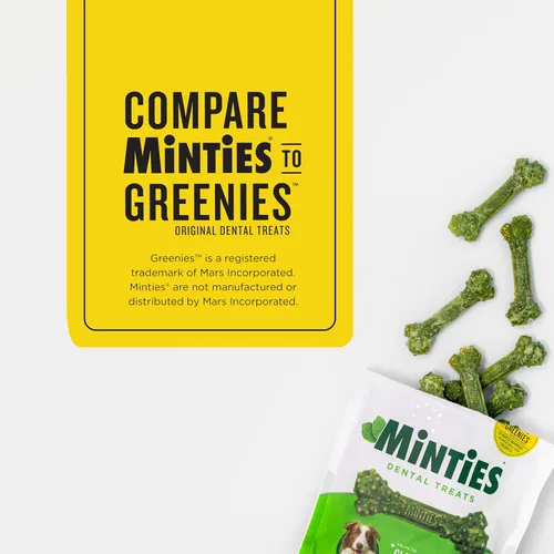 Vista 2 de Minties VetIQ - Golosinas dentales en hueso para perros, masticables dentales para perros medianos a grandes (más de 40 libras), 40