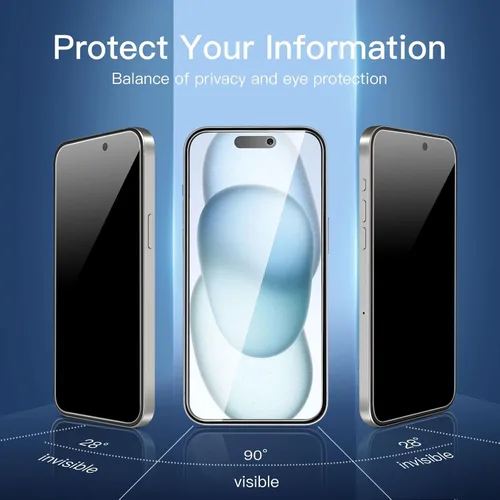 Vista 88 de NEW'C Paquete de 3 protectores de pantalla de privacidad para iPhone Air/iPhone 17 Air (6.5 pulgadas), película de vidrio templado antiespía