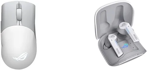 Vista 9 de ASUS ROG Keris Mouse inalámbrico AimPoint para juegos, conectividad trimodo, sensor de 36000 DPI y alfombrilla de mouse ROG Hone Ace Aim Lab Edition