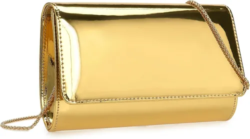 Vista 8 de CHARMING TAILOR Bolso de mano de boda de piel sintética para mujer, bolso formal metálico de poliuretano, bolso de fiesta de noche de patente