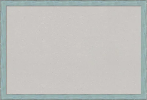 Vista 8 de Amanti Art Grey Cork Board for Wall, 14x20 Vision Board with Blue Wood Frame, Small Corkboard Office Decor for Home Organization, Country Rustic