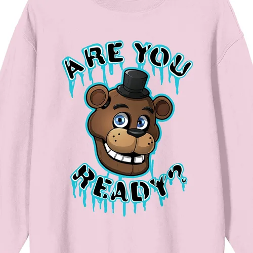 Vista 2 de Bioworld Five Nights at Freddy's Are You Ready - Sudadera de cuello redondo rosa para adultos