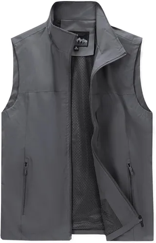 Vista 8 de Chalecos para hombre, a prueba de viento, ligero, softshell sin mangas Negro