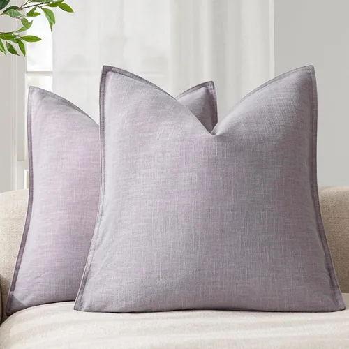 Vista 62 de Foindtower Juego de 2, Fundas Decorativas de Almohada de Lino Sólido Suaves Fundas de Cojín Europeo de Acento Estilo Granja Neutral para Silla Sofá