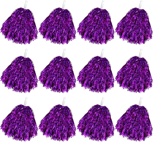 Vista 18 de Pompones de animadora a granel para deportes a granel de plástico para bailar y bailar, con asas de plástico para rooters que animan, animadoras