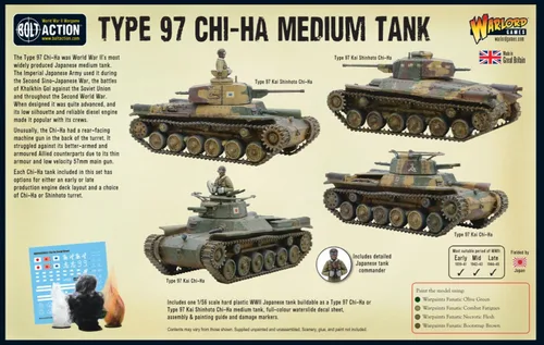 Vista 6 de Bolt Action Tipo 97 Chi-Ha Tanque Medio Japonés 1:56 WWII Guerra Mundial Kit de Modelo de Plástico