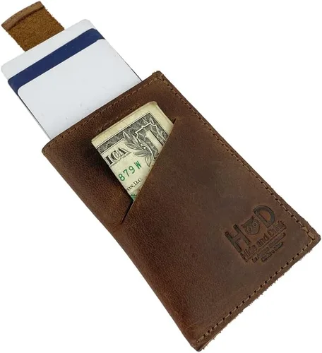 Vista 5 de Hide & Drink, Cartera de cuero suave y funda para tarjetas, hecha a mano, incluye 101 años de garantía (marrón borbon)