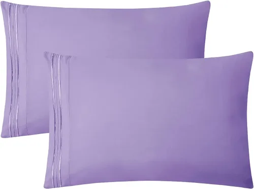 Vista 52 de Clara Clark Fundas de almohada de tamaño estándar – Funda de almohada ultra suave, fundas de almohada de microfibra ligera tamaño Queen – Juego de 2