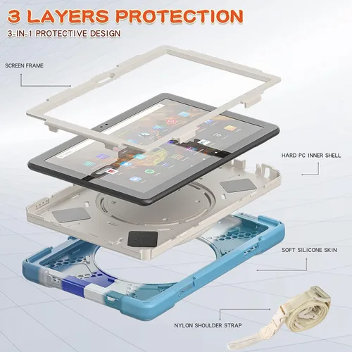 Vista 2 de Funda portátil con rotación de 360° para tablet Fire HD 10 y HD 10 Plus