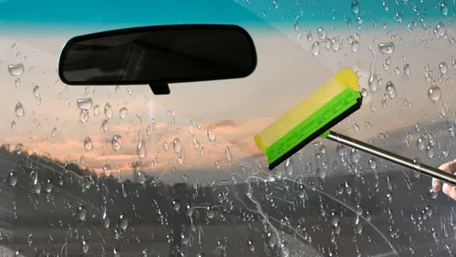 Vista 6 de Escobilla de ventana multiusos, limpiador de ventanas 2 en 1 con poste de extensión largo, escobilla de esponja para ventana de coche con mango
