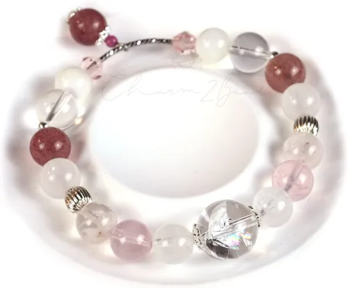 Vista 157 de Precious Gemstone Natural Crystal Healing Bracelet, Rutilated Quartz, Moonstone, Quartz Handmade Original Design Bracelet