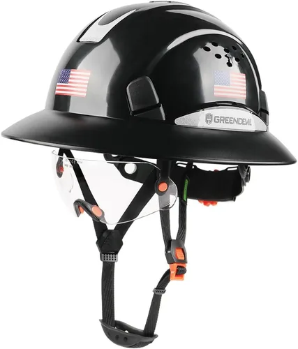 Vista 8 de Casco de seguridad de construcción ventilado de ala completa, casco de seguridad aprobado por la OSHA Cascos De Construcción, cascos de trabajo
