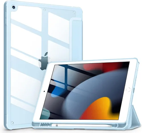 Vista 10 de VIKESI - Funda para iPad de 9ª / 8ª / 7ª generación de 10.2 pulgadas (lanzada en 2021/2020/2019), parte trasera transparente, cubierta de marco