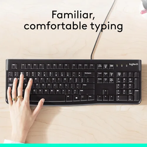 Vista 2 de K120 teclado ergonómico de escritorio con cable USB negro, Negro