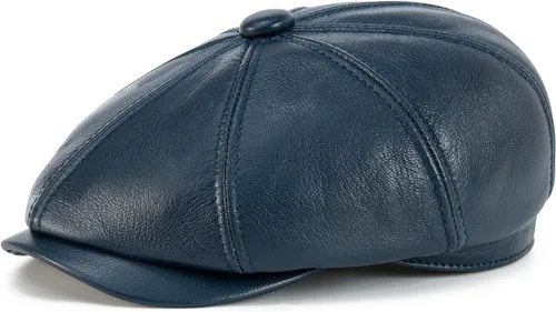 Vista 7 de VOBOOM Hombres Mujeres Genuino Newsboy Gorra de cuero 8 Panel Gatsby Ivy Hat Negro