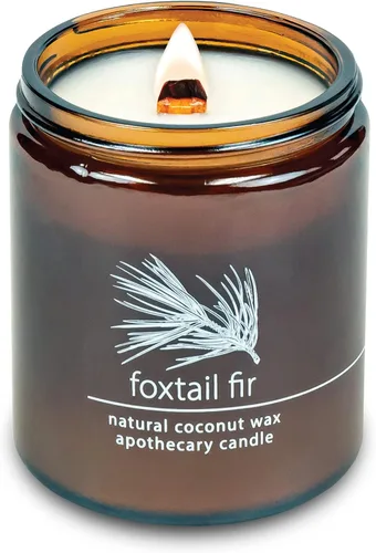 Vista 78 de Vela de mecha de madera agrietada Hemlock Park hecha a mano con cera de coco natural (grande de 16 oz, ámbar) Coconut Apricot Wax Crackling Wood
