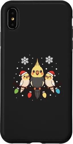 Vista 11 de Bird Cockatiel Holiday Trio Perched Cartoon Cheer Case for iPhone 16