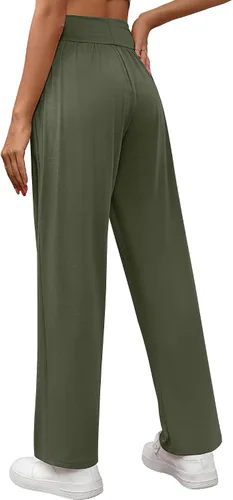 Vista 3 de Neer 2 piezas de pantalones deportivos de yoga de pierna ancha para mujer, pantalones de descanso de cintura alta, pantalones de entrenamiento