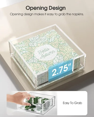 Vista 2 de MaxGear Servilletero de Acrílico para Mesa, Soporte Transparente para Toallas de Invitados, Organizador de Servilletas de Papel para Buffet
