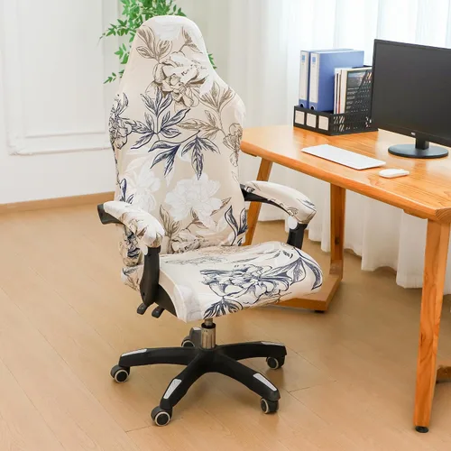 Vista 2 de FORCHEER Funda para silla de juegos con fundas para reposabrazos, diseño floral, 4 piezas, elásticas, para silla de computadora, juego de fundas