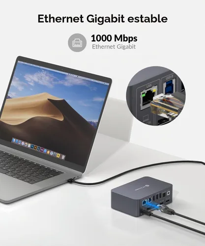 Vista 3 de Conmutador KVM de acceso AV USB C Estación de acoplamiento Monitores duales