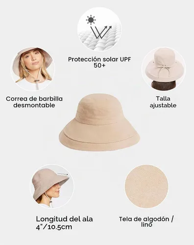 Vista 3 de Solbari Sombrero de Sol para Vacaciones para Mujer UPF 50+ Plegable Sombrero de Protección UV Solar con Ala de Cobertura Completa, Reversible