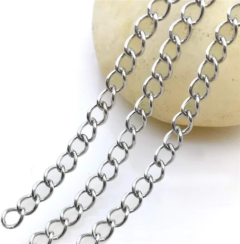 Vista 3 de 100 cadenas extensoras de plata para hacer joyas, cadena de extensión extraíble de acero inoxidable para hacer collares, pulseras, tobilleras