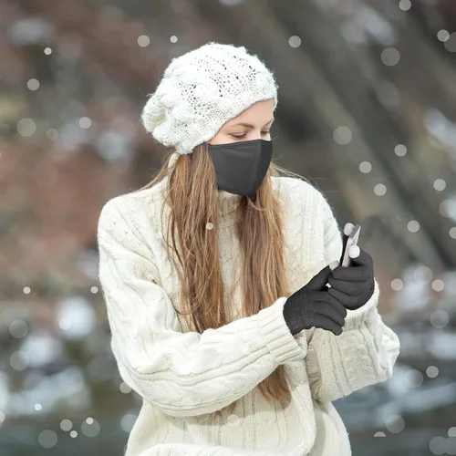 Vista 7 de URATOT Paquete de 4 guantes de punto de invierno para hombre y mujer