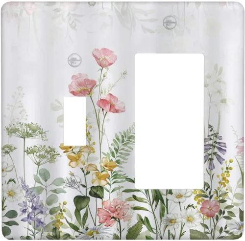 Vista 11 de Cubiertas de Enchufe Dúplex de 1 Gang con Hojas Florales de Eucalipto Azul en Acuarela, Placa Frontal Decorativa para Interruptor de Luz, Placa