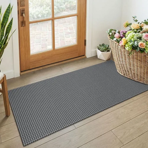 Vista 96 de KOZYFLY - Tapete para puerta de interior, lavable, pequeña, antideslizante, con respaldo de goma, felpudo de algodón para el hogar, color negro